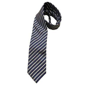 Haines & Bonner Stripe blue white necktie All silk Handmade